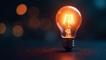 Simple light bulb shining brightly among dim bulbs, creativity, vector, isometric