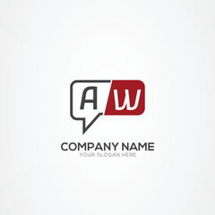 Letter AW WA tech logo, chat design, communication, robot logo design Vector