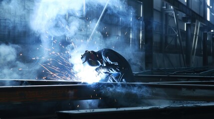 Welder Working with Sparks