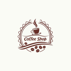Rustic Cafe Logo Design with Coffee Cup and Beans