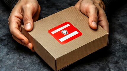 Hands Holding a Cardboard Package.