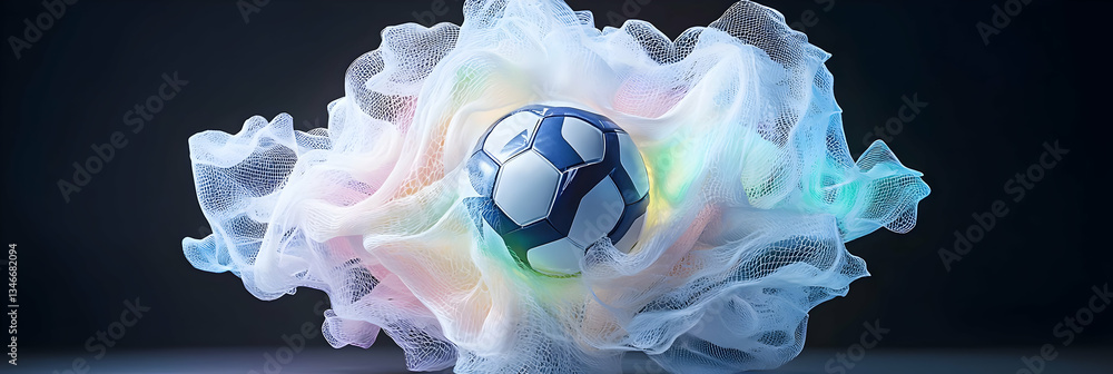 Poster abstract surreal 3d render of a glowing sphere in a white cloud explosion