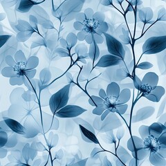 Glowing Floral Silhouettes Seamless Pattern X Ray Design for Fashion and Decor