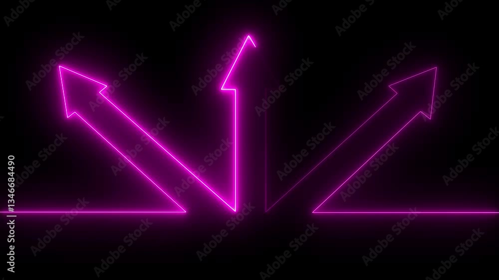 Poster 3 up direction animated neon arrow .animation of sweep arrow icon, upward and transparent swipe up p