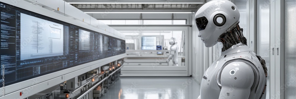 Poster android oversees operations with digital interface