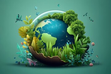 world environment and Earth day concept with green globe