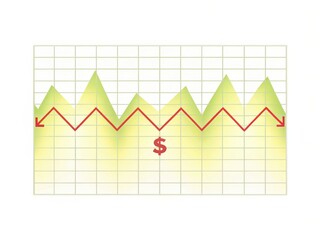 Economic risk driven by market volatility and debt crisis concept. Graph showing fluctuating trends with a dollar sign, indicating financial analysis or market performance.