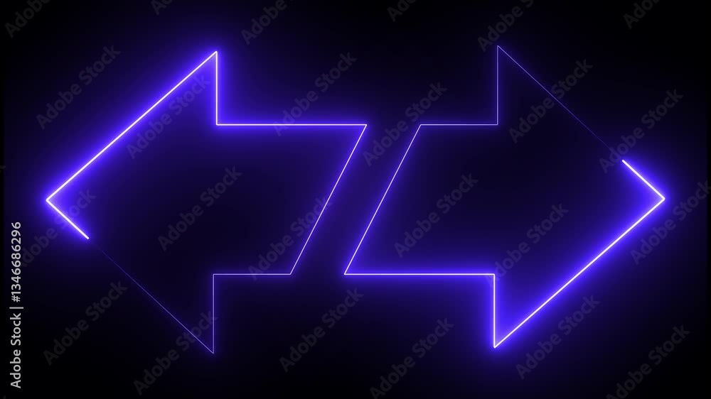 Poster sweep left and right animation on black background. left or right direction arrow motion. abstract n