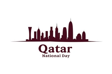 Naklejka premium Silhouette of the Doha, Qatar skyline for National Day