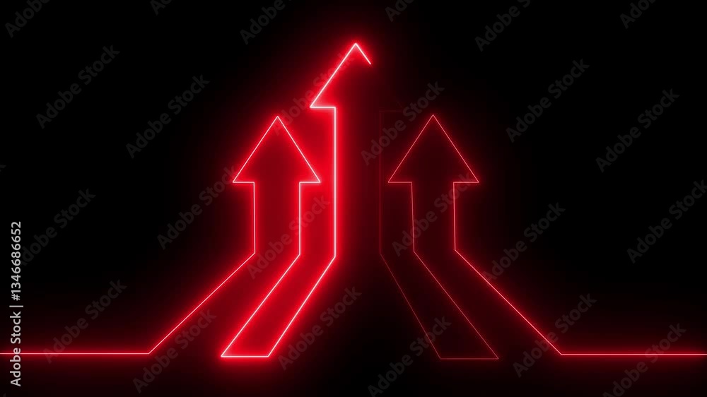 Aufkleber up direction arrow icon animation featuring a glowing arrow pointing upwards, pulsating. money, prof
