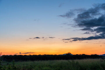 Fototapeta premium Landscape of sunrise orange sky background