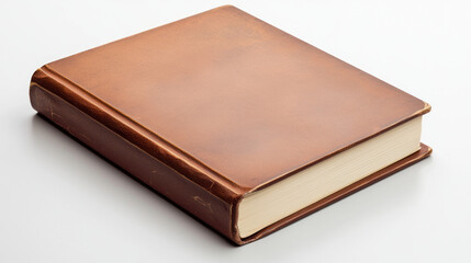 Obraz premium Aged leather bound book with smooth cover and slightly worn edges, perfect for vintage collection or as decorative piece