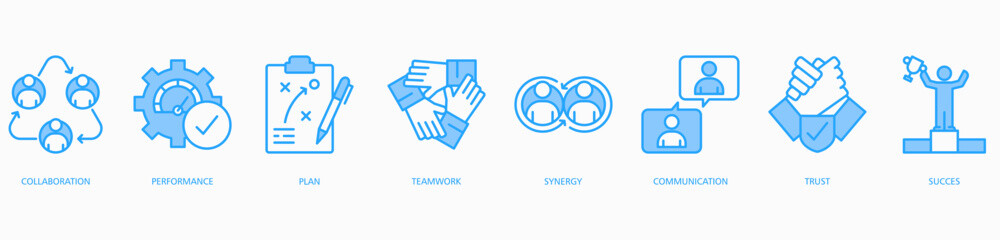 Partnership banner web icon vector illustration concept with icon of collaboration, performance, plan, teamwork, synergy, communication, trust and success