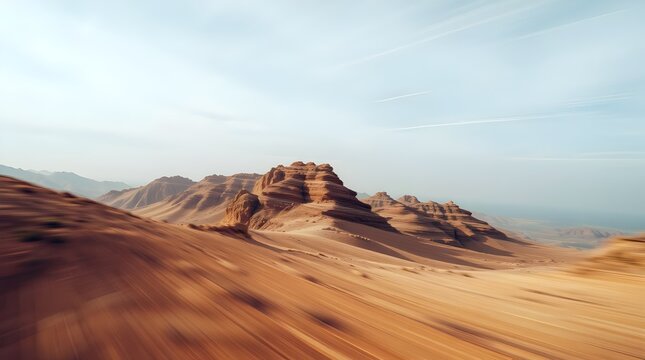 Desert Mountain Range with Motion Blur