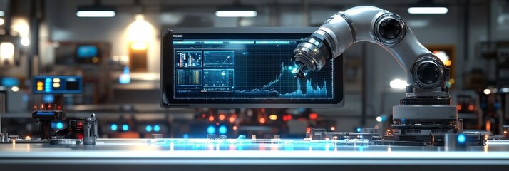Fototapeta premium Advanced robot arm operating in high-tech work station