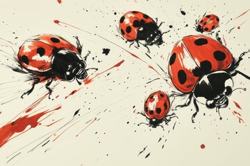 Naklejka premium Abstract Spots of Red, Ladybugs
