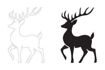 Deer Silhouette Design. Fully editable Flat and Outline. 