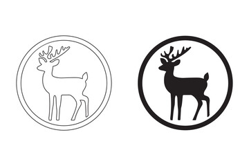 Deer Silhouette Design. Fully editable Flat and Outline. 