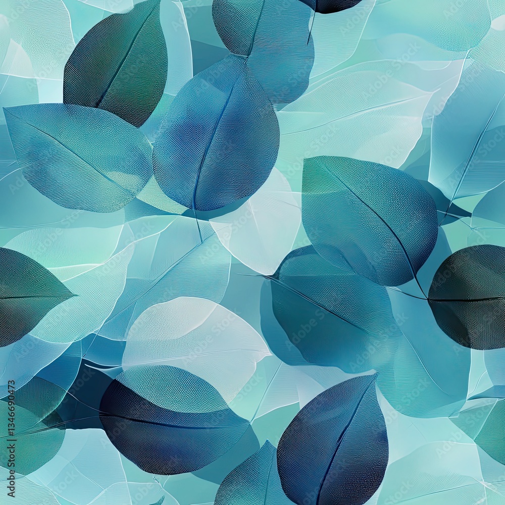 Poster layered translucent leaves soft seamless pattern design for textile and web
