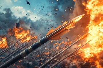 Fototapeta premium Piercing Conflict Strike Banner