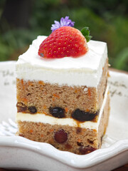 carrot cake on wooden  table