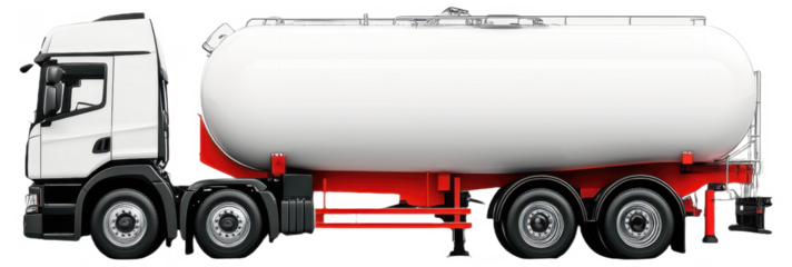 White tanker truck with red accents