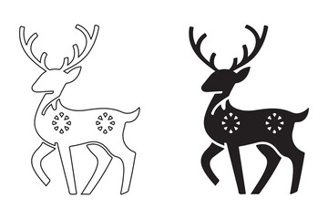 Stylized Deer Silhouette in Black and White, Ideal for Graphic Design.