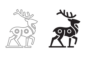 Fototapeta premium Stylized Deer Silhouette in Black and White, Ideal for Graphic Design.