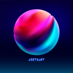 3D colorful sphere.  Fluid liquid ball on dark background. Vector  geometric shape for poster and cover design.