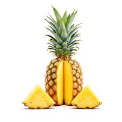 Pineapple with slices isolated on white