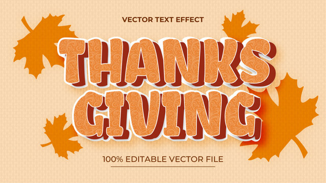 Thanksgiving with effect leaves text style effect editable premium
