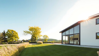 Contemporary House with Large Windows in Nature