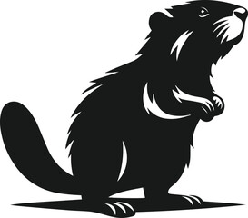 Beaver standing on hind legs and sniffing the air vector silhouette