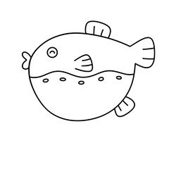 Cartoon Pufferfish Outline