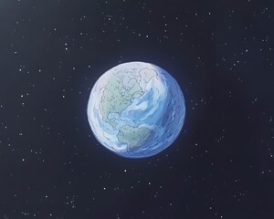 Earth in space, floating, isolated view