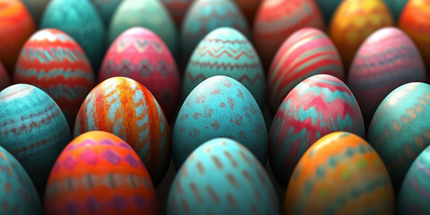 Obraz premium Tradycyjne, ręcznie malowane pisanki w zbliżeniu