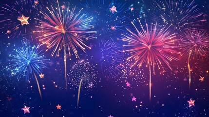 Fireworks display at night