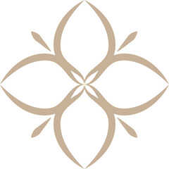 Minimal floral outline with eight petals isolated on a transparent background.