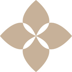 Minimal beige flower isolated on a transparent background.