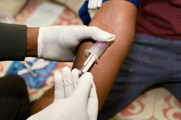 Ready for blood draw with syringe and needle