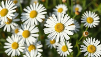 Obraz premium Chamomile daisy in full bloom with its stamens, daisy, flowers