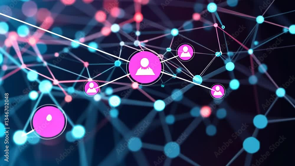 Poster network visualization demonstrates connections in data across various nodes and pathways