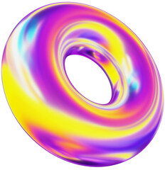 Abstract 3D y2k holographic chrome shape clipart