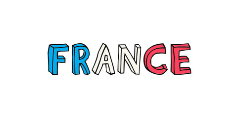 France card. Lettering vector isolated on white background