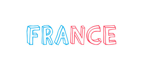 France card. Lettering vector isolated on white background