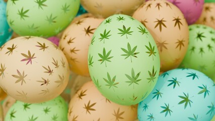 Celebrate Easter with a twist! Pastel eggs adorned with weed patterns.