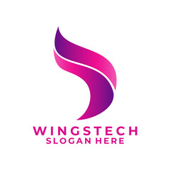 Abstract Wing gradient tech logo design vector template