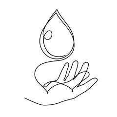 World Blood Donor Day one line art, giant droplet continuous contour drawing safe life, voluntary donation transfusion symbol human kindness, dedicated to medical charity 14 June. Editable stroke
