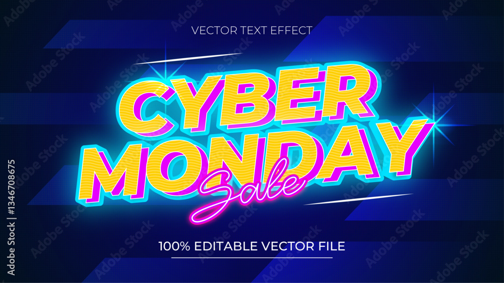 Poster vector text effect cyber monday with modern background