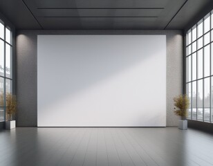 Obraz premium Blank white wall in modern museum. 3d rendering. Generated image